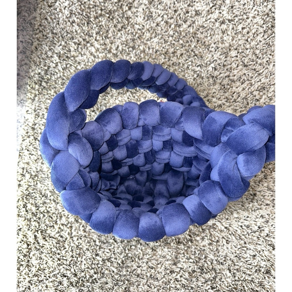 Crochet Chunky Yarn Purse Handbag Blue Knit - Picture 4 of 4